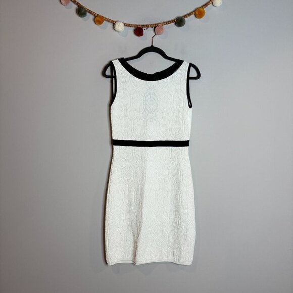 Luisa Spangoli white knit black trim dress